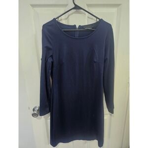 Cynthia Rowley Navy Blue Long Sleeve Shift Dress Button Cuff Detail Mens M